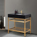 Altair Design Nauders 36"" Single Stainless Steel Vanity Console in Brushed Gold with Imperial Black Stone Countertop