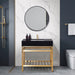 Altair Design Nauders 36"" Single Stainless Steel Vanity Console in Brushed Gold with Imperial Black Stone Countertop