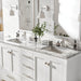 Eviva London 60" x 18" Transitional Double Sink Bathroom Vanity in Espresso, Gray or White Finish with White Carrara Marble Countertop and Undermount Porcelain Sinks