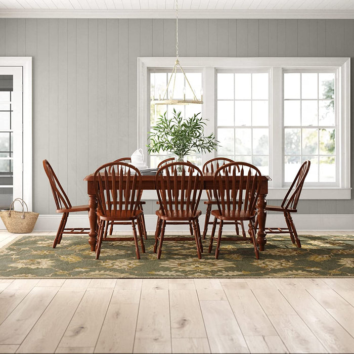 Sunset Trading Andrews 9 Piece 56-72" Rectangular Extendable Dining Set with Windsor Arrowback Chairs | 2 Size Extending Table | Chestnut Brown Solid Wood | Seats 8 DLU-ADW4272-820-CT9P