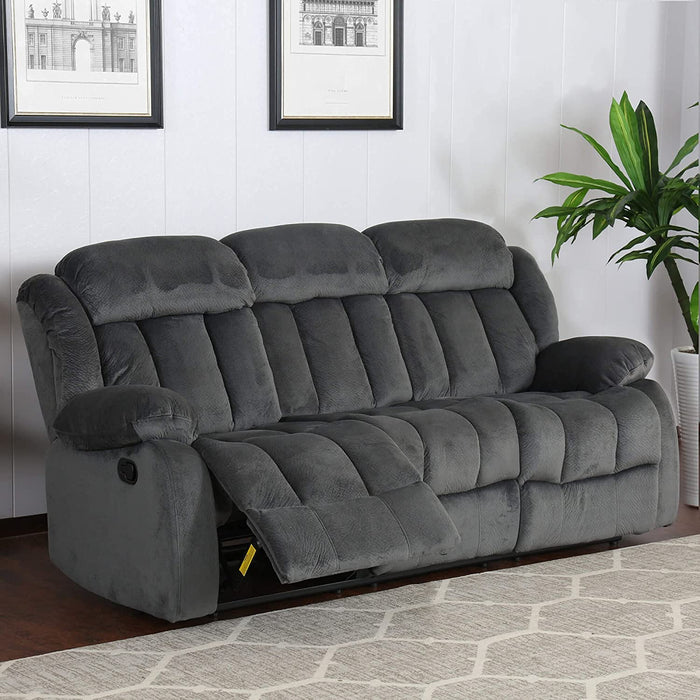 Sunset Trading Madison Reclining Sofa | 2 Manual Recliners | Gray Fabric Couch SU-LN550-305