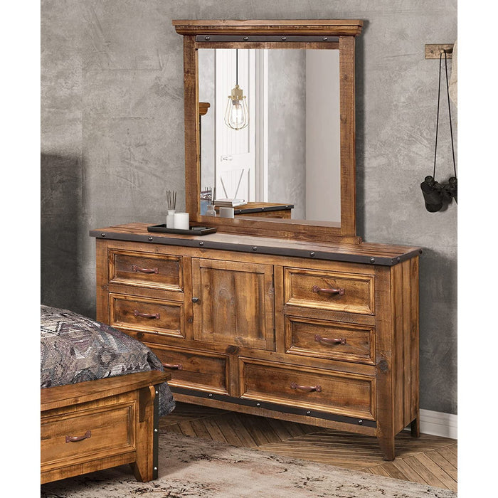 Sunset Trading Rustic City Dresser with Mirror| 6 Drawers| Storage Cabinet HH-4365-31-32