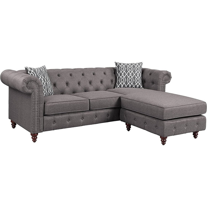Acme Furniture Waldina Reversible Sectional Sofa in Brown Fabric LV00499