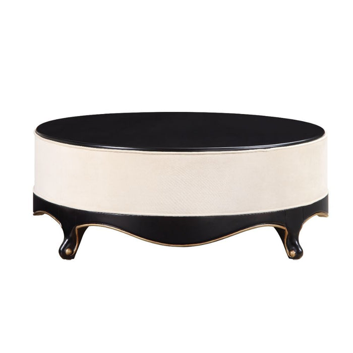 Acme Furniture Sheridan Cocktail Table in Cream Fabric & Black Finish 83945