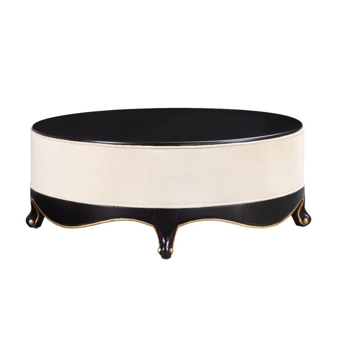 Acme Furniture Sheridan Cocktail Table in Cream Fabric & Black Finish 83945