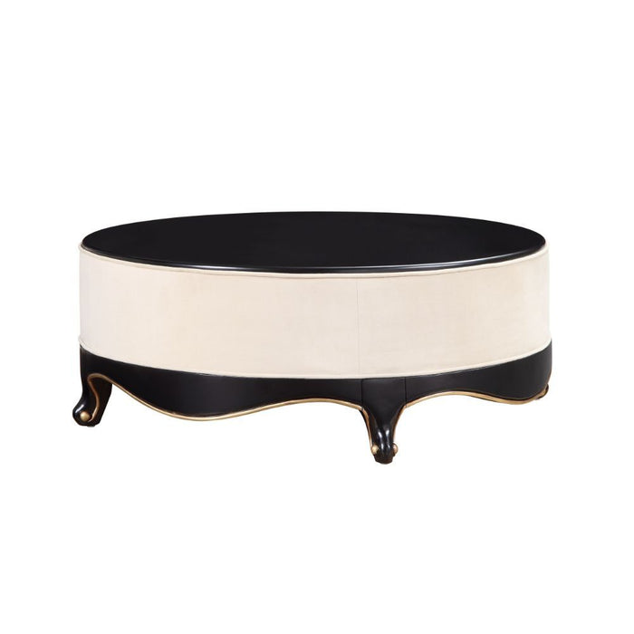 Acme Furniture Sheridan Cocktail Table in Cream Fabric & Black Finish 83945