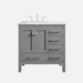 Eviva Aberdeen 36" Transitional Bathroom Vanity in Gray or White Finish with White Carrara Marble Countertop and Undermount Porcelain Sink