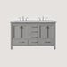 Eviva Aberdeen 60" Transitional Double Sink Bathroom Vanity in Espresso, Gray or White Finish with White Carrara Marble Countertop and Undermount Porcelain Sinks