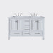 Eviva Aberdeen 60" Transitional Double Sink Bathroom Vanity in Espresso, Gray or White Finish with White Carrara Marble Countertop and Undermount Porcelain Sinks