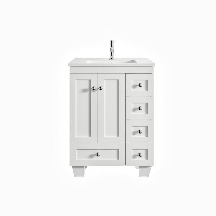 Eviva Acclaim 24" Transitional Bathroom Vanity in Gray or White Finish with White Quartz Countertop and Undermount Porcelain Sink