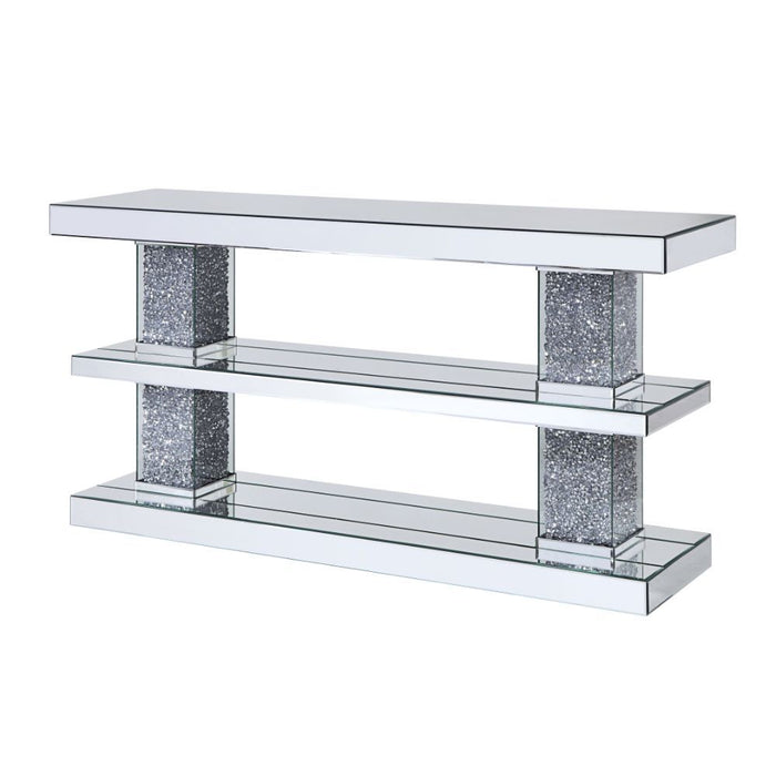 Acme Furniture Noralie Console Table in Mirrored & Faux Diamonds 90462