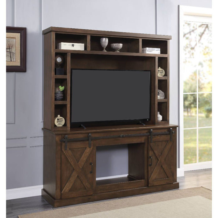 Acme Furniture Aksel Entertainment Center Include 91617fir in Walnut Finish 91628