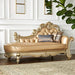 Acme Furniture Vendome Chaise W/2 Pillows in Bone PU & Gold Patina Finish 96485
