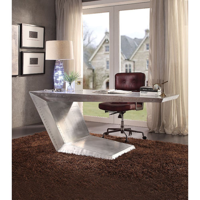 Acme Furniture Brancaster Executive Writing Desk in Aluminum 92025