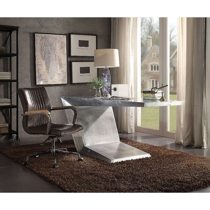 Acme Furniture Brancaster Executive Writing Desk in Aluminum 92025