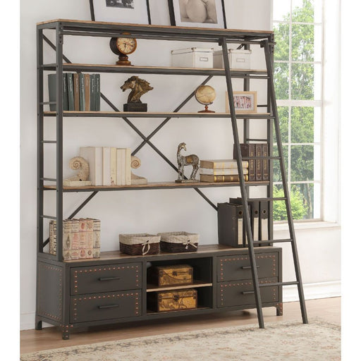 Acme Furniture Actaki Bookshelf in Sandy Gray Finish 92436