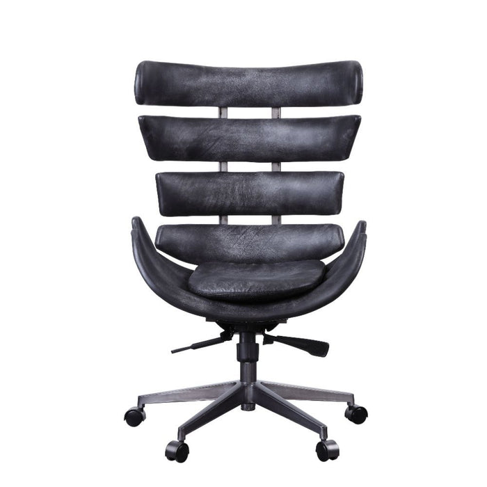 Acme Furniture Megan Office Chair in Vintage Black Top Grain Leather & Aluminum 92552