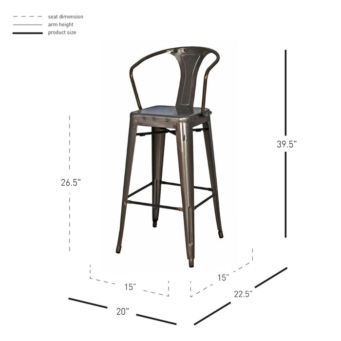 New Pacific Direct Metropolis Metal Counter Stool, Set of 4 938526-GM