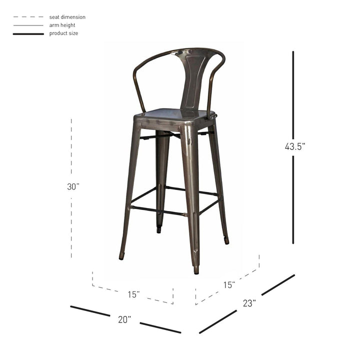 New Pacific Direct Metropolis Metal Bar Stool, Set of 4 938530-GM