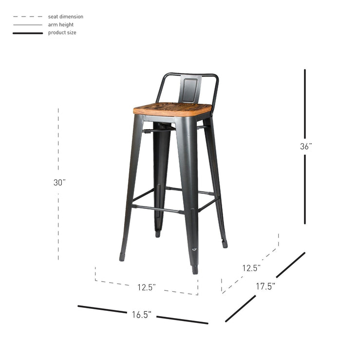 New Pacific Direct Metropolis Low Back Bar Stool, Set of 4 938537-GM