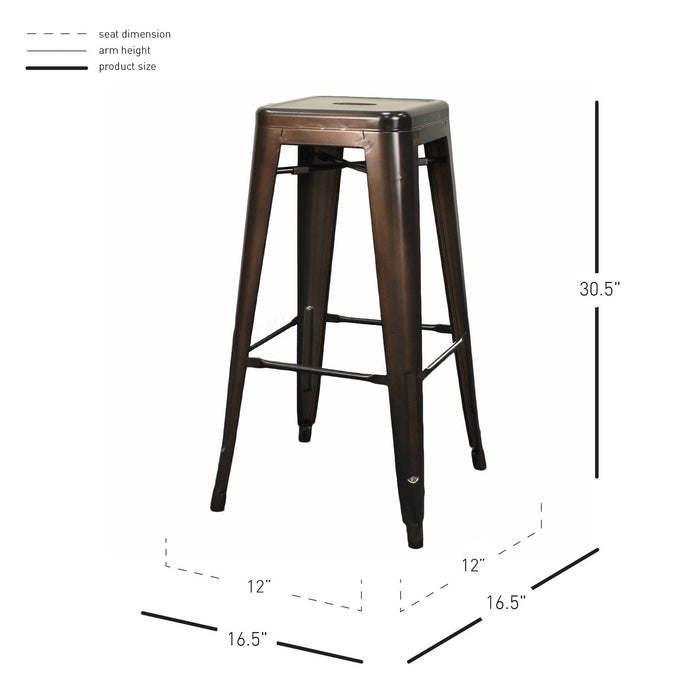 New Pacific Direct Metropolis Metal Backless Bar Stool, Set of 4 938630-GM