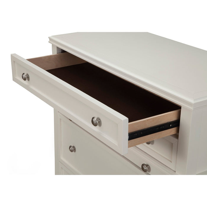 Alpine Furniture Potter 4 Drawer Multifunction Chest w/ Pull Out Tray, White 955-05