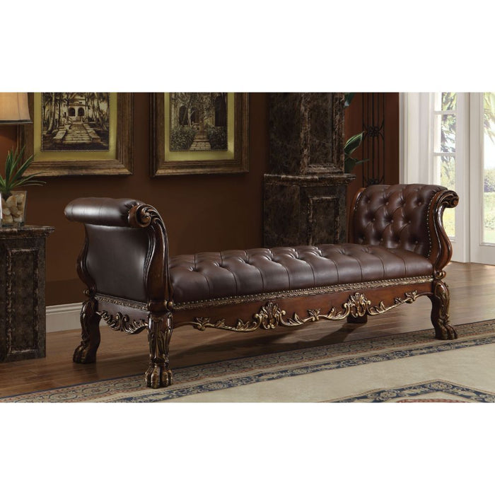 Acme Furniture Dresden Bench in Cherry PU & Cherry Oak Finish 96486