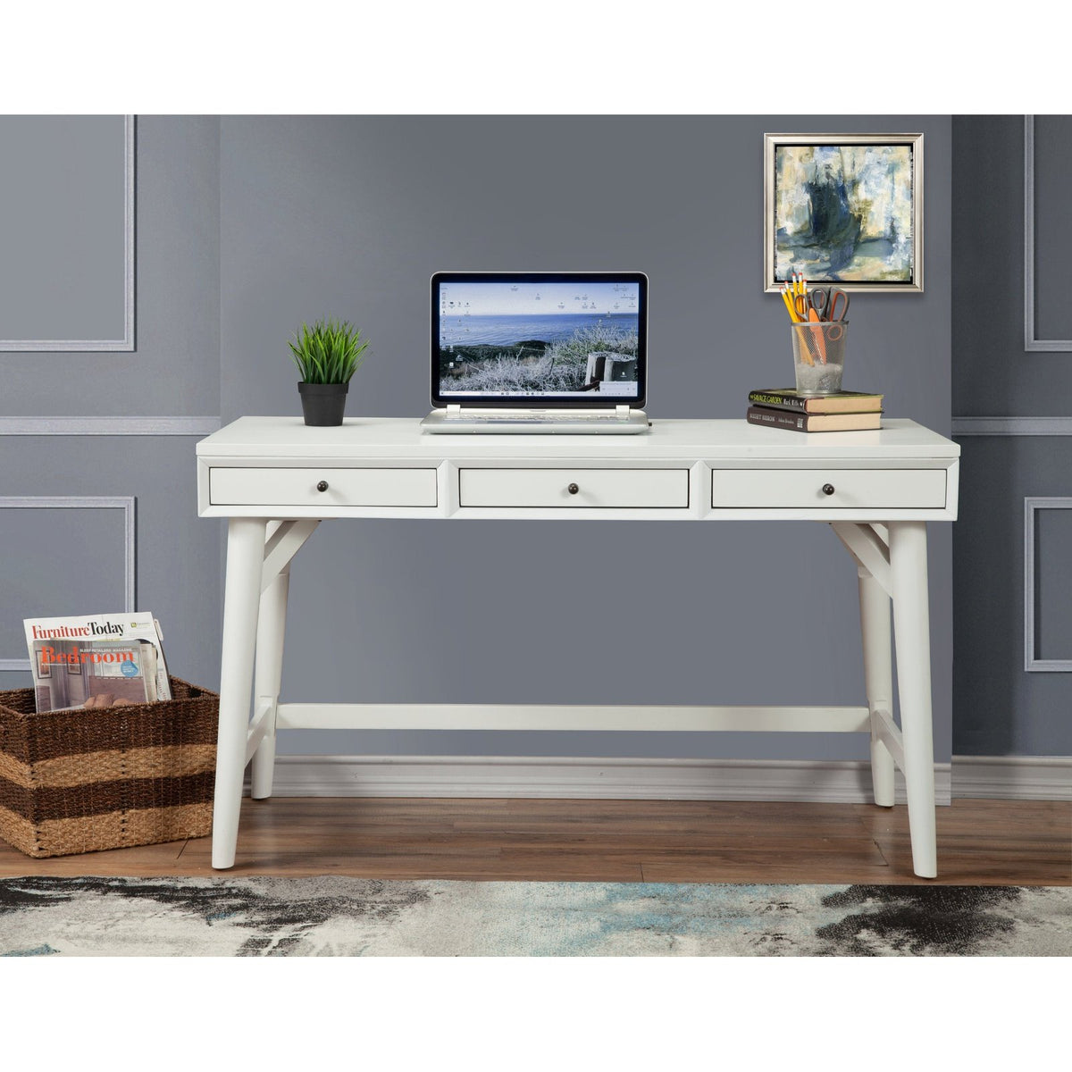 Alpine Furniture Flynn Large Desk, White 966-W-66 — Archic Furniture