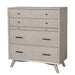 Alpine Furniture Flynn Mid Century Modern 4 Drawer Multifunction Chest w/Pull Out Tray, Gray 966G-05
