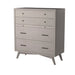 Alpine Furniture Flynn Mid Century Modern 4 Drawer Multifunction Chest w/Pull Out Tray, Gray 966G-05
