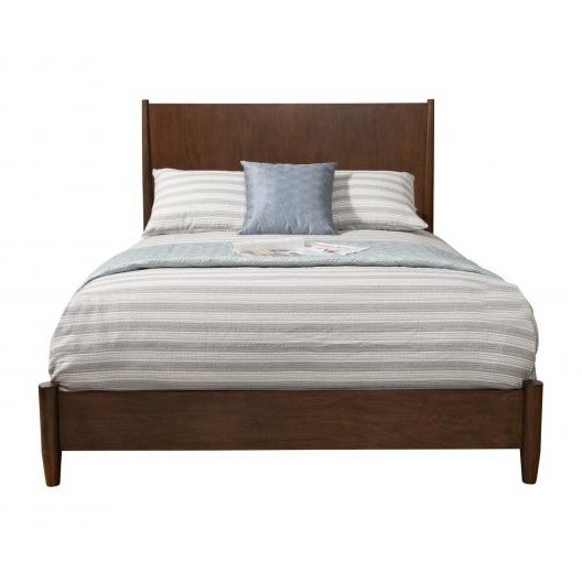 Alpine Furniture Flynn Mid Century Modern Queen Panel Bed, Walnut 966WAL-01Q