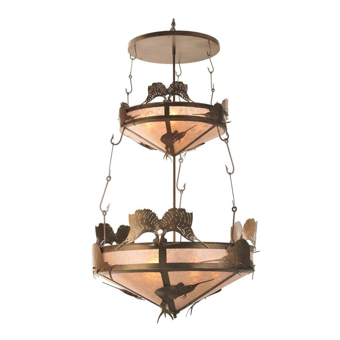 Meyda 44"W Catch of the Day Sailfish Two Tier Inverted Pendant