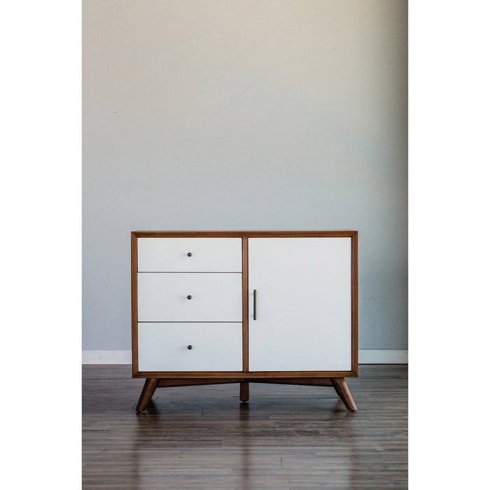 Alpine Furniture Flynn Accent Cabinet, Acorn/White 999-14