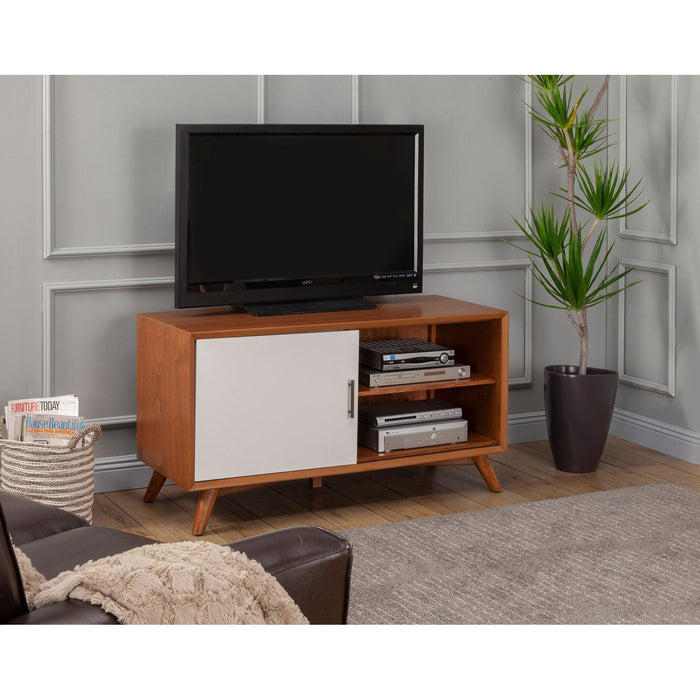 Alpine Furniture Flynn Small TV Console, Acorn/White 999-15