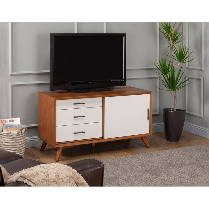Alpine Furniture Flynn Small TV Console, Acorn/White 999-15