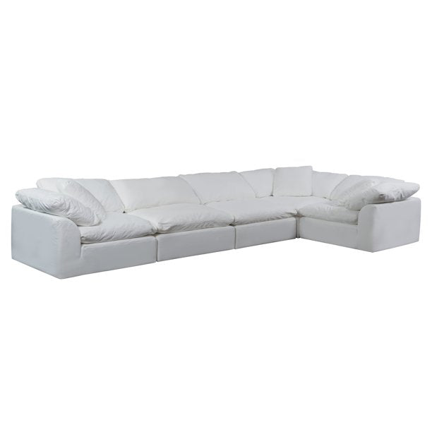Sunset Trading Cloud Puff 5 Piece 176" Wide Slipcovered Modular Sectional Sofa | Stain Resistant Performance Fabric | White  SU-1458-81-3C-2A