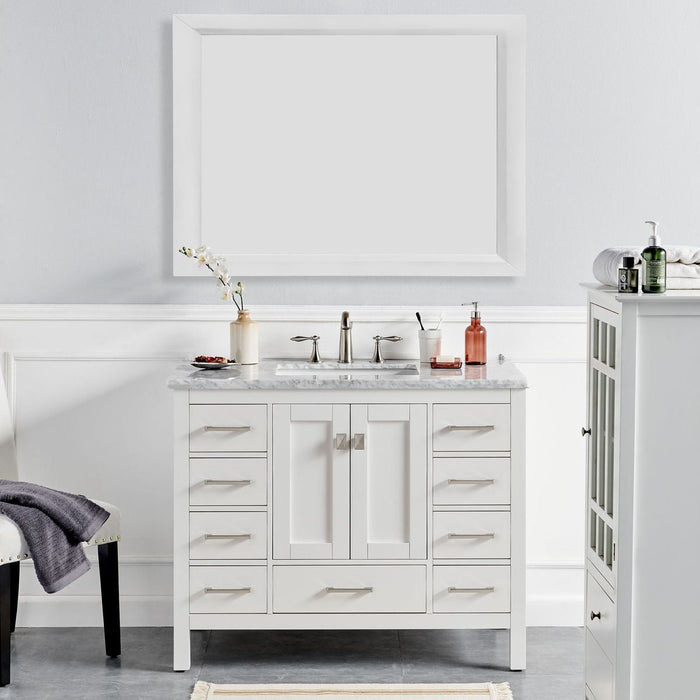 Eviva Hampton 36" x 18" Transitional Bathroom Vanity in Gray or White Finish with White Carrara Countertop and Undermount Porcelain Sink