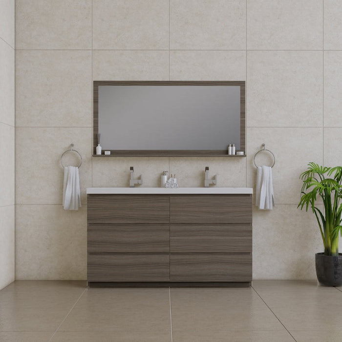 Alya Bath Paterno Double Modern Freestanding Bathroom Vanity, Optional Mirror