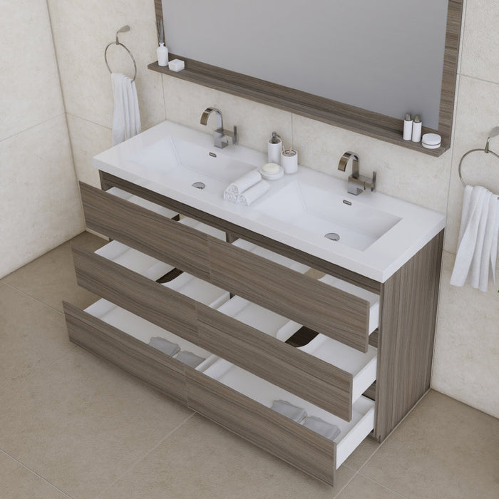 Alya Bath Paterno Double Modern Freestanding Bathroom Vanity, Optional Mirror