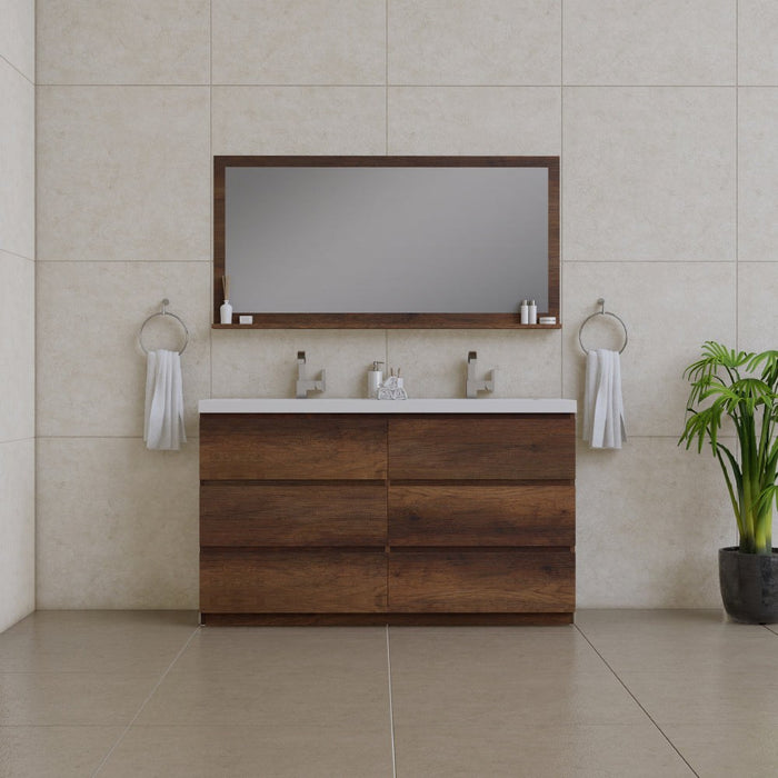 Alya Bath Paterno Double Modern Freestanding Bathroom Vanity, Optional Mirror