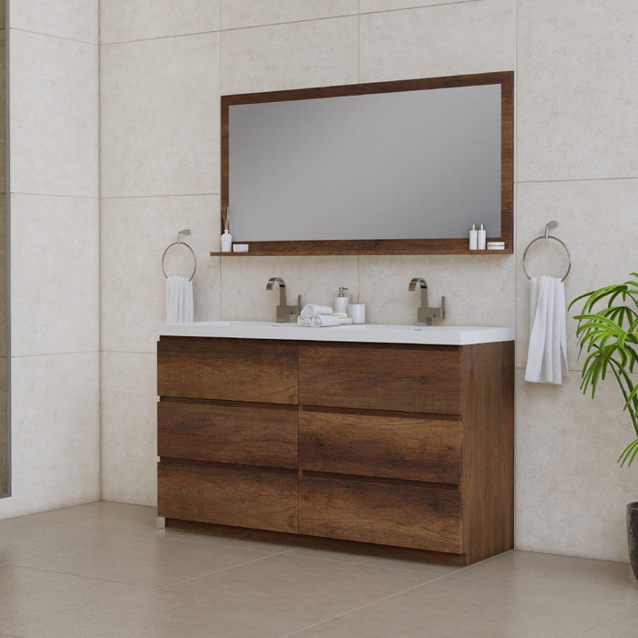 Alya Bath Paterno Double Modern Freestanding Bathroom Vanity, Optional Mirror