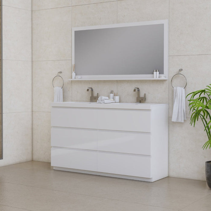 Alya Bath Paterno Double Modern Freestanding Bathroom Vanity, Optional Mirror