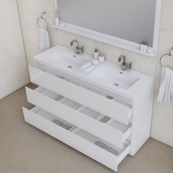 Alya Bath Paterno Double Modern Freestanding Bathroom Vanity, Optional Mirror