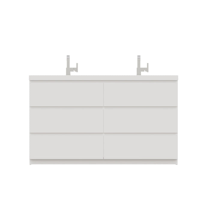 Alya Bath Paterno Double Modern Freestanding Bathroom Vanity, Optional Mirror