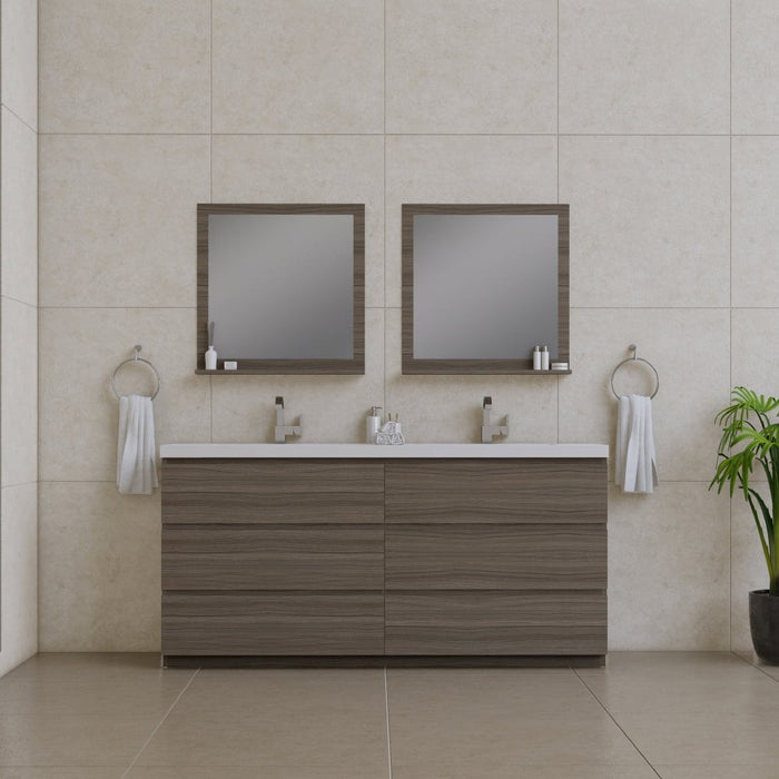 Alya Bath Paterno Double Modern Freestanding Bathroom Vanity, Optional Mirror