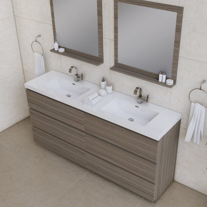 Alya Bath Paterno Double Modern Freestanding Bathroom Vanity, Optional Mirror