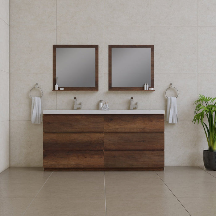 Alya Bath Paterno Double Modern Freestanding Bathroom Vanity, Optional Mirror