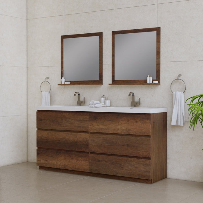 Alya Bath Paterno Double Modern Freestanding Bathroom Vanity, Optional Mirror