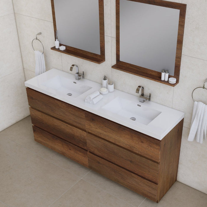 Alya Bath Paterno Double Modern Freestanding Bathroom Vanity, Optional Mirror