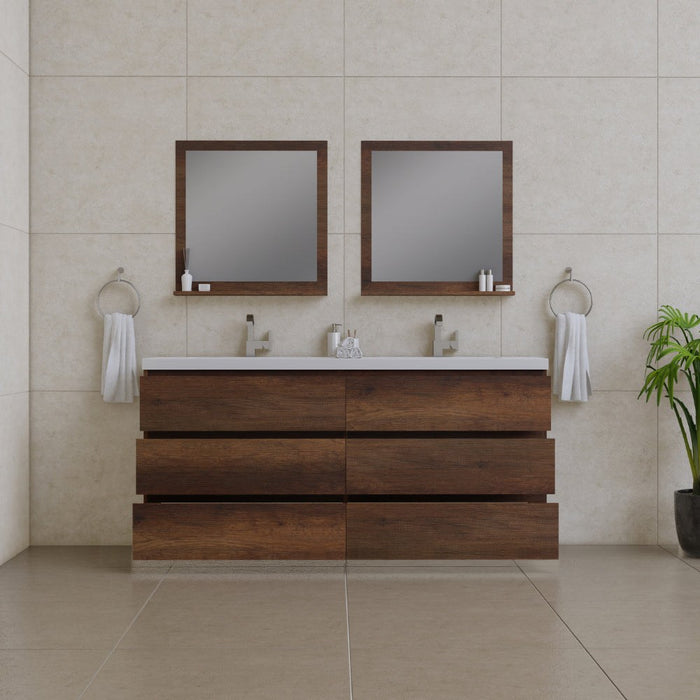 Alya Bath Paterno Double Modern Freestanding Bathroom Vanity, Optional Mirror